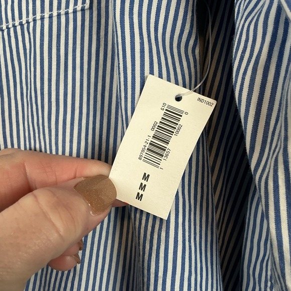 Old Navy Mens Classic Shirt Regular Fit Blue White Striped Button Down Size M - Picture 3 of 9